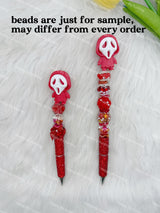 Red Ghost Face 3D Printed Pen Topper (No Hole)