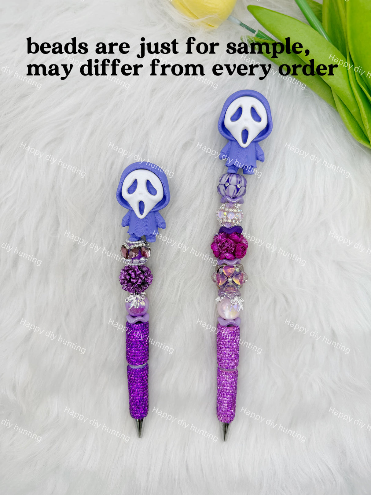 Purple Ghost Face 3D Printed Pen Topper (No Hole)