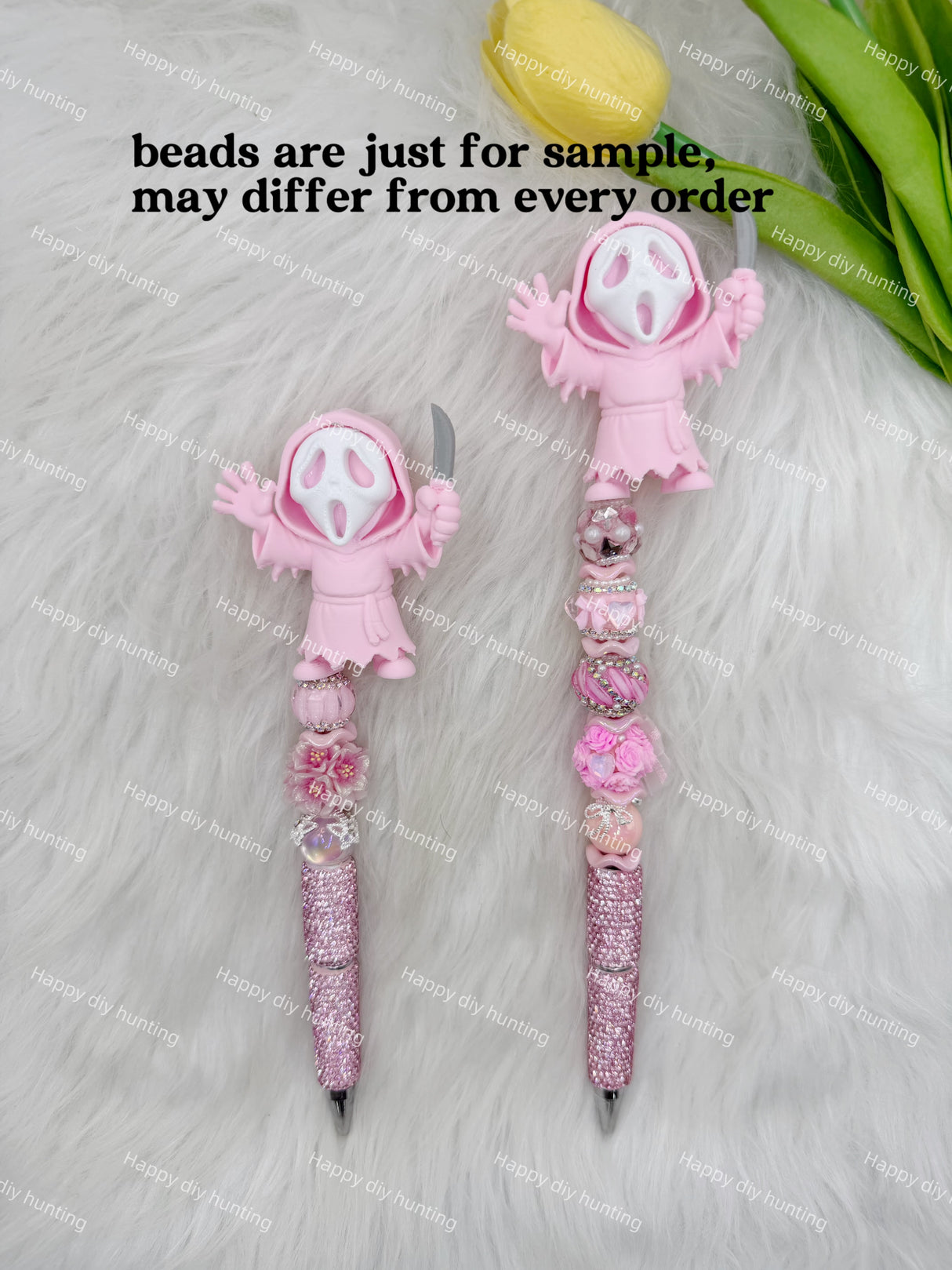 Light Pink Ghost Face with Knife 3D Printed Pen Topper (No Hole)