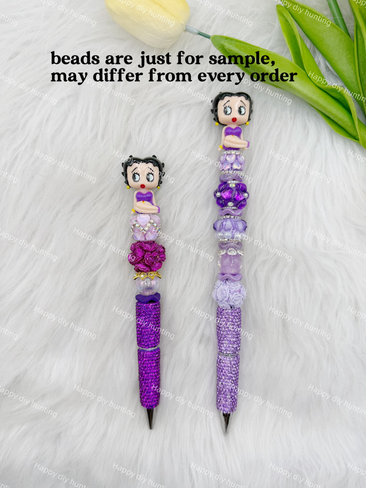 Purple Retro Lady Pen Topper (No Hole)