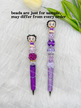 Purple Retro Lady Pen Topper (No Hole)