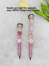 Pink Retro Lady Pen Topper (No Hole)
