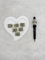 Black wihe Sliver Rhinestone CC Designer Beads DB-023