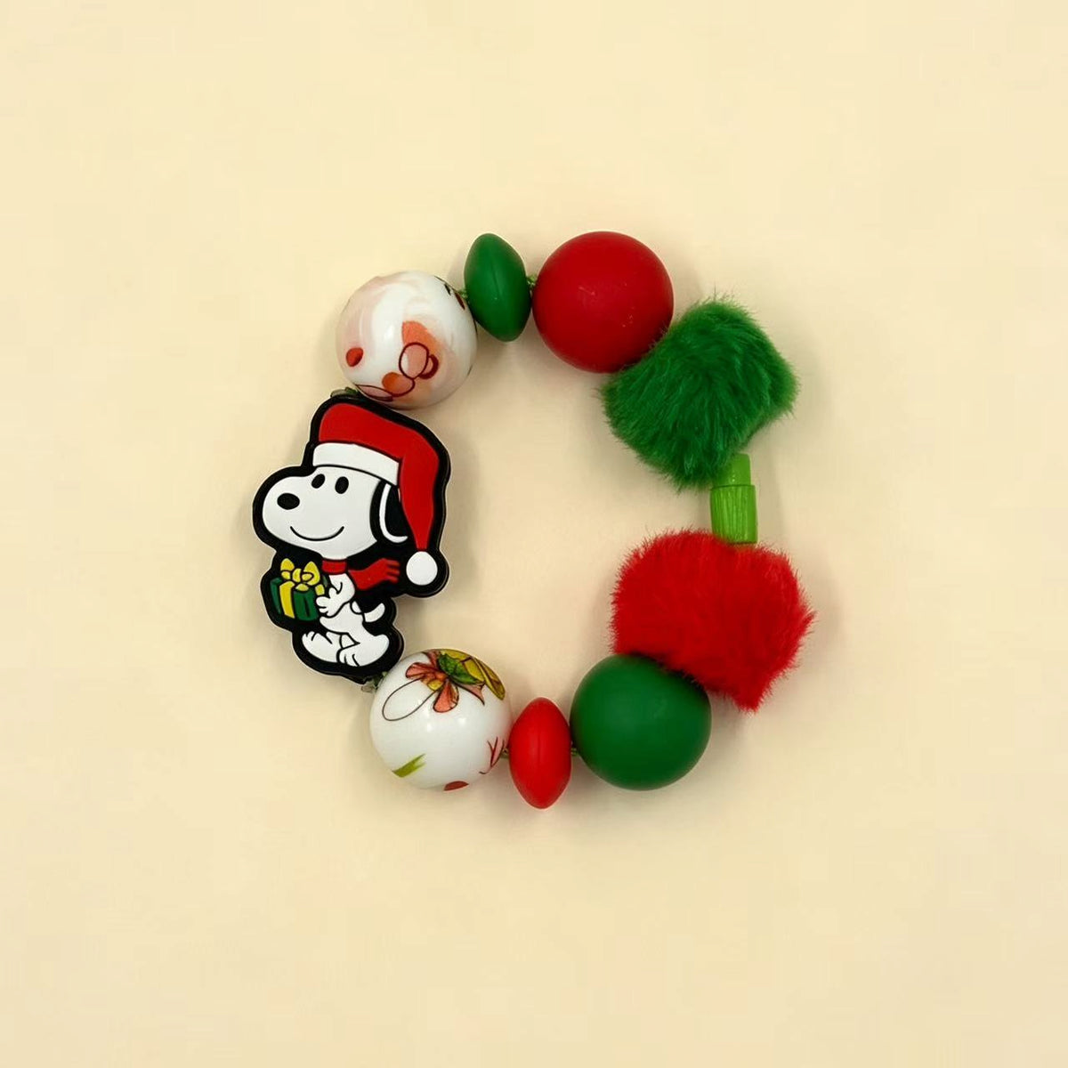 Christmas Santa Hat Dog Character Silicone Focal Beads for Beadable Pens and DIY Craft Supplies