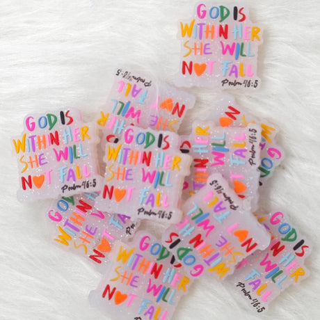 Cheering Words Focal Beads God Is with Her She Will Not Fall Focal Beads Faith Gifts for Pens