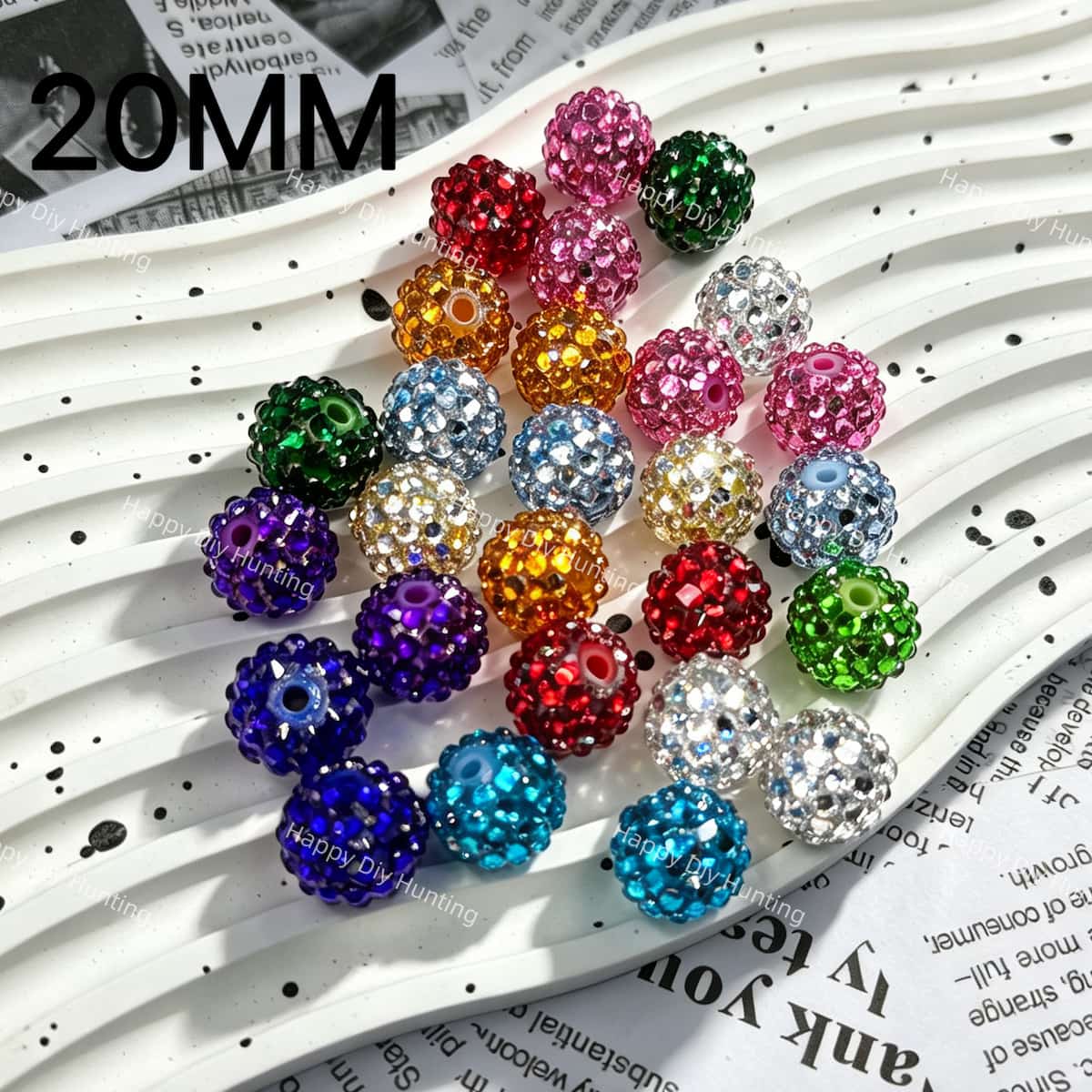 20mm Bling Sparkling Rhinestones Beads, DIY beadable pen and jewelry making supplies
