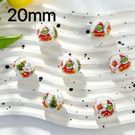20mm Grinch Christmas tree print acrylic rhinestone focal beads for DIY beadable pens and jewelry
