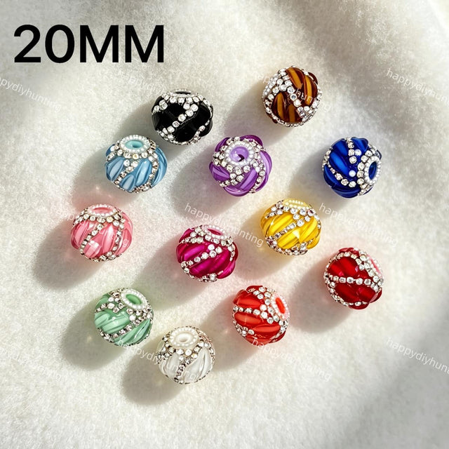 20mm swirl pave round rhinestone beads for DIY beadable pens and jewelry crafts