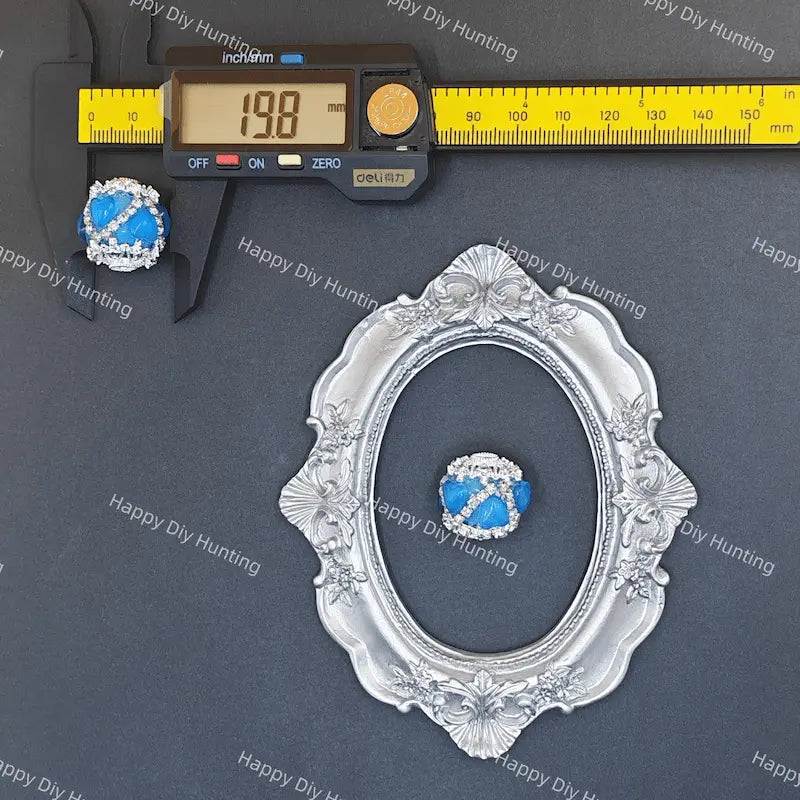 20mm Blue heart pattern round rhinestone beads bling acrylic beads for DIY beadable pen jewelry making