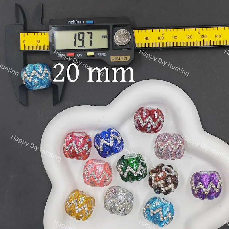 Multi-color rhinestone wave glitter barrel focal beads for beaded pen making