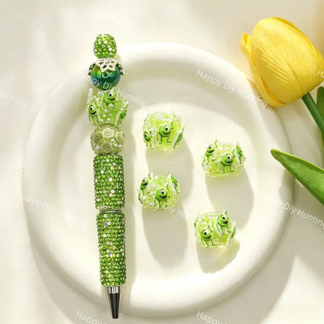 20mm Green One-Eyed Cartoon Rhinestone Beads Mike Wazowski