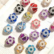 20mm layered petal flower focal beads with clear rhinestone ring and faux pearl trim large hole beads for beadable pen diy wholesale