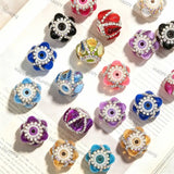 20mm layered petal flower focal beads with clear rhinestone ring and faux pearl trim large hole beads for beadable pen diy wholesale