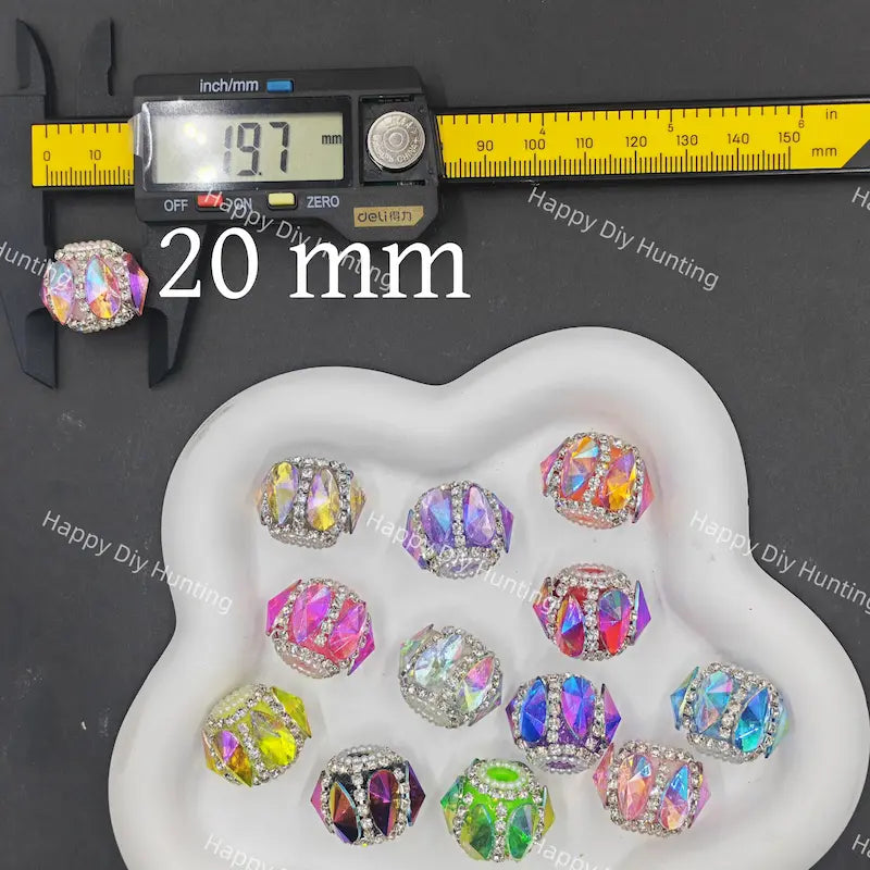 Multi-color crystal rhinestone faceted barrel focal beads for beaded pen making