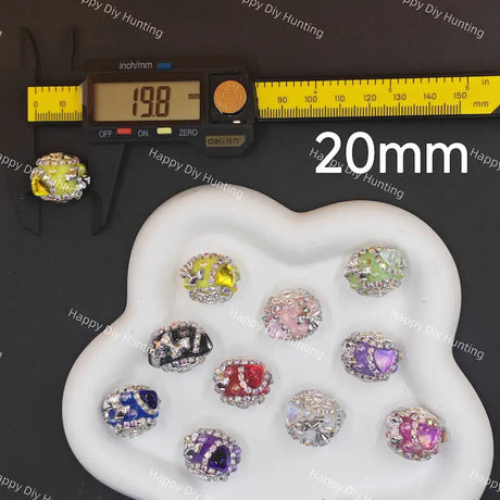 20mm Silver Bow Heart Rhinestone Beads for DIY Beadable Pens