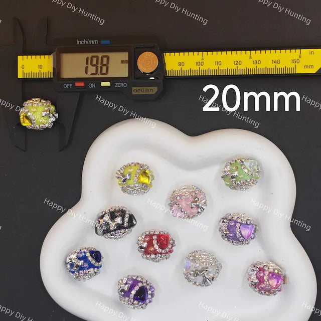 20mm Silver Bow Heart Rhinestone Beads for DIY Beadable Pens
