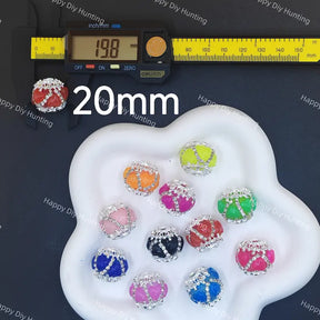 20mm silver heart pattern round rhinestone beads bling acrylic beads for DIY beadable pen jewelry making