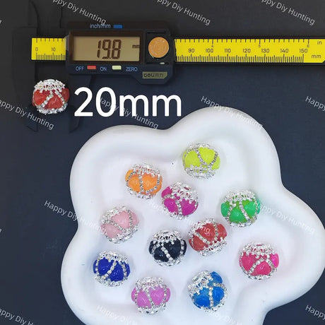 20mm silver heart pattern round rhinestone beads bling acrylic beads for DIY beadable pen jewelry making