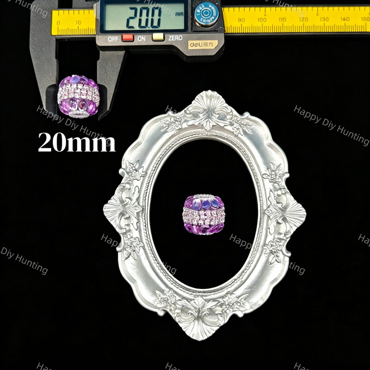 20mm lavender purple band rhinestone beads, sparkly encrusted craft beads for beadable pen DIY supplies