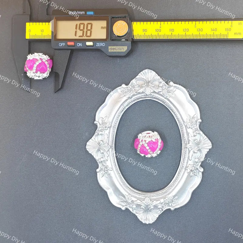 20mm medium pink heart pattern round rhinestone beads bling acrylic beads for DIY beadable pen jewelry making