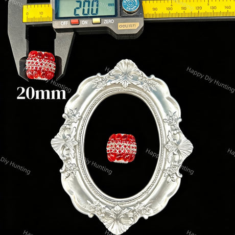 20mm red band rhinestone beads, sparkly encrusted craft beads for beadable pen DIY supplies