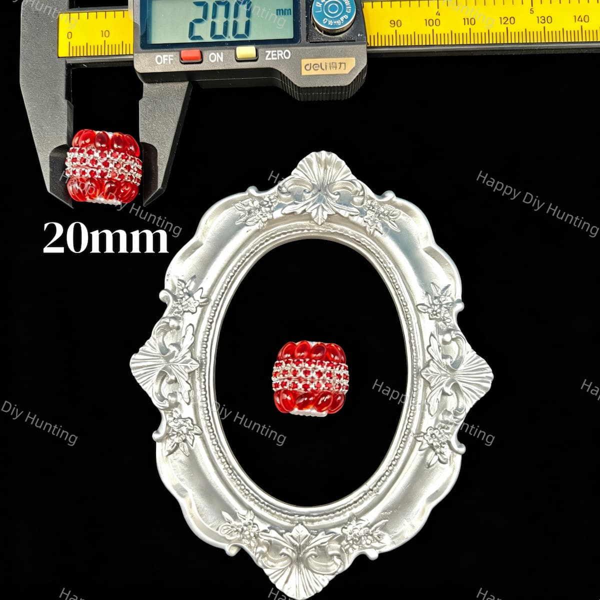 20mm red band rhinestone beads, sparkly encrusted craft beads for beadable pen DIY supplies