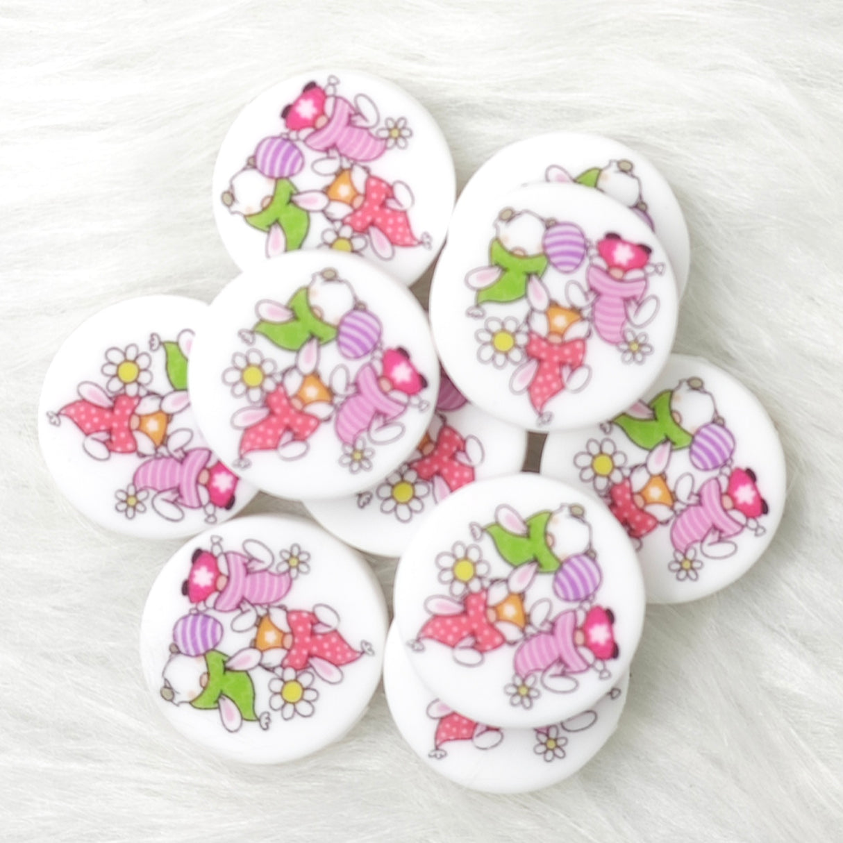 Flowers Easter Gnomes Silicone Focal Beads, character focal beads