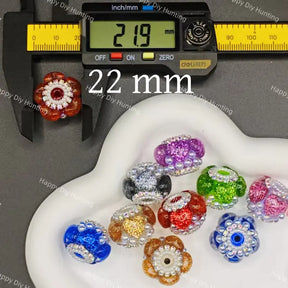 22 mm multi-color acrylic flower rhinestone beads with pearl for DIY pen making