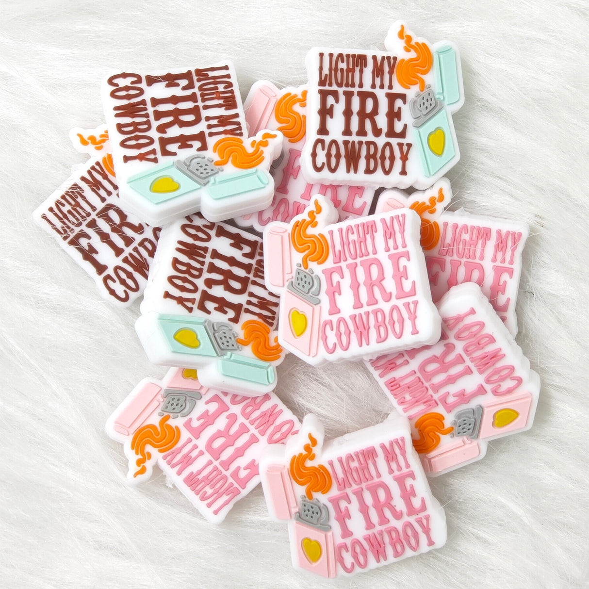 Light my fire cowboy Silicone Focal Beads, saying  Focal Beads