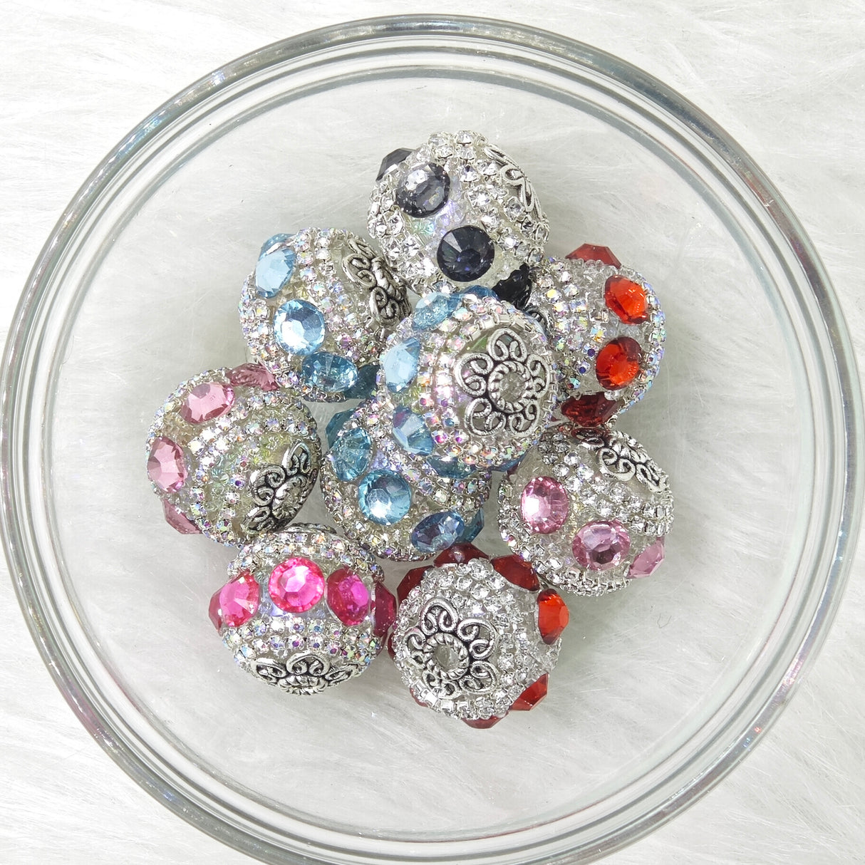 16mm Fancy Sugar Beads with Rhinestones