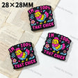 28x28mm Square Colorful Chicken Printed Silicone Focal Beads For DIY Beadable Pens