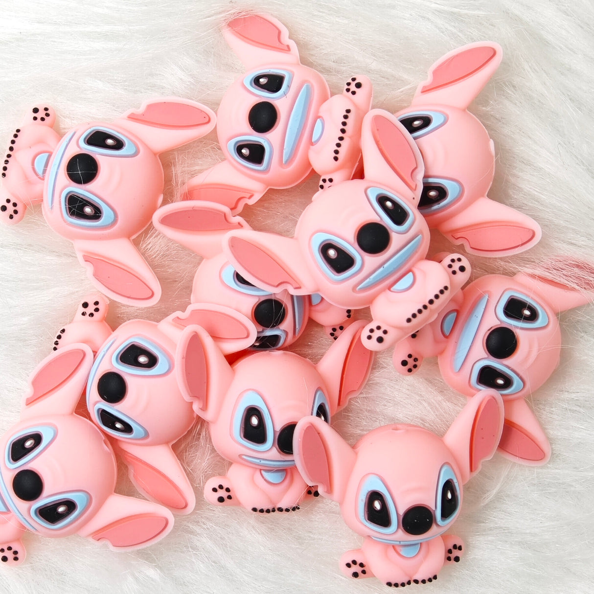 Pink 3D stich Silicone Focal Beads Wholesale