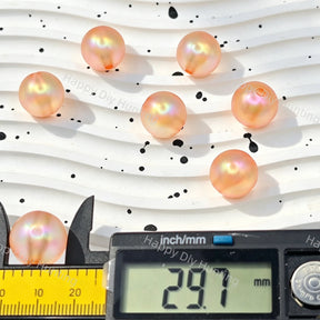 30mm Apricot UV Finish Frosted Cat Eye Round Acrylic Beads  for DIY Beadable Pens & Jewelry