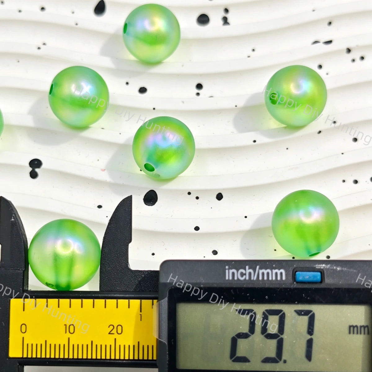 30mm Green UV Finish Frosted Cat Eye Round Acrylic Beads  for DIY Beadable Pens & Jewelry