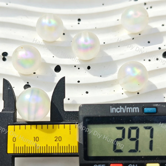 30mm White UV Finish Frosted Cat Eye Round Acrylic Beads  for DIY Beadable Pens & Jewelry