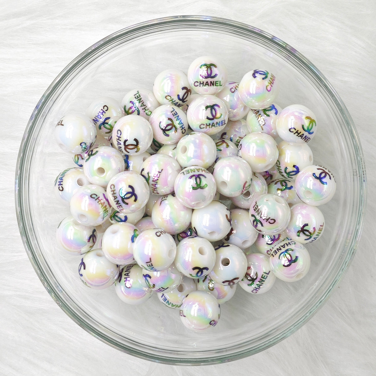 16mm, Designer CC Round Acrylic Beads,White