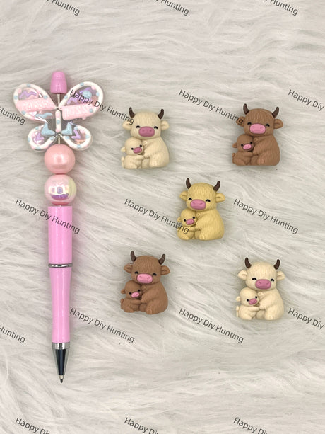 3D Baby Cow Animals Silicone Focal Beads Wholesale