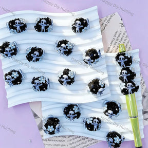 3D black crystal‑encrusted mummy rhinestone beads, large hole spooky halloween craft beads for handmade DIY beadable pen projects