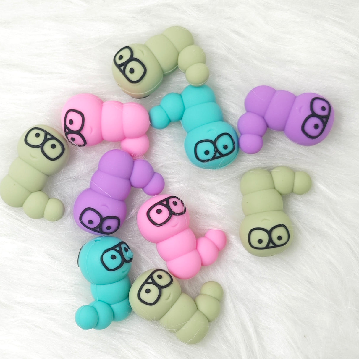 3D Bookworm Silicone Focal Beads