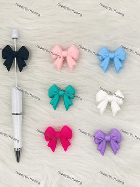 Handmade Beadable Pen with 3D Bowknot Silicone Beads
