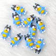 3D cartoon blue puppy food grade silicone focal beads for DIY beadable pen craft & sensory jewelry making