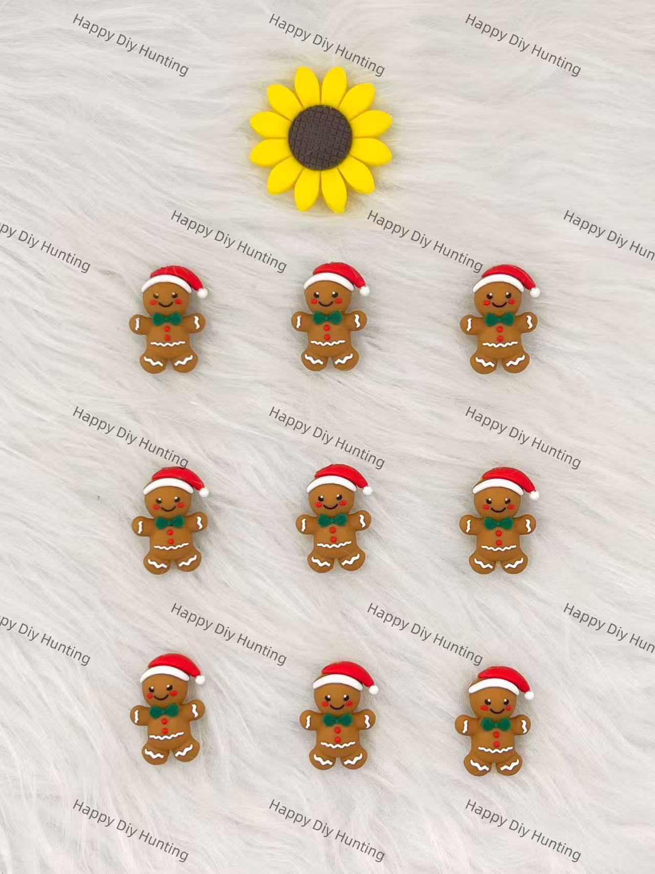 3D Christmas Gingerbread Man Silicone Focal Beads Wholesale, silicone focal beads for pens
