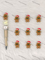 3D Christmas Gingerbread Man Silicone Focal Beads Wholesale, silicone focal beads for pens