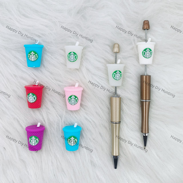 3D Coffee Cup silicone focal beads wholesale, Silicone focal beads for pens