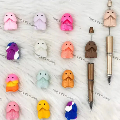 3D colored mushroom silicone focal beads for DIY pen decoration