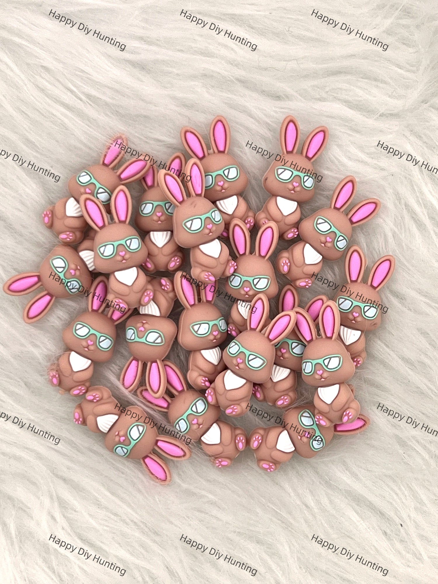 3D Cool Rabbit With Sunglasses Silicone Focal Beads Wholesale
