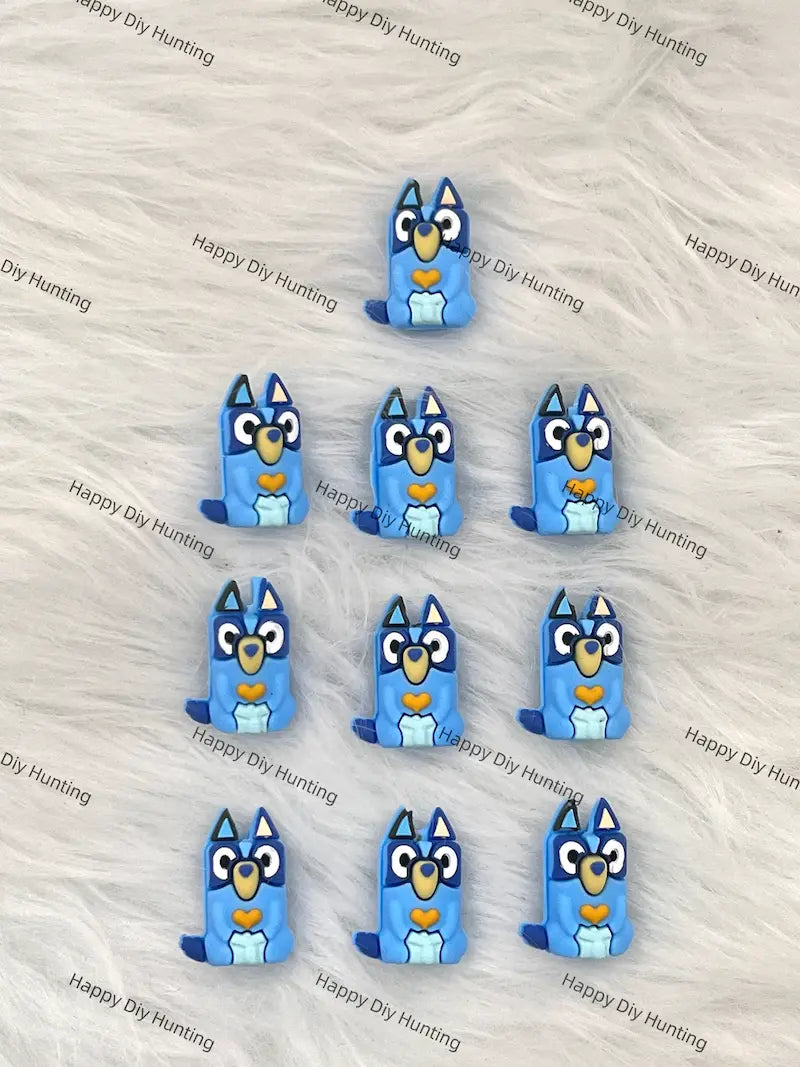 3D Cute Blue Dog Silicone Focal Beads for DIY Beadable Pen Making