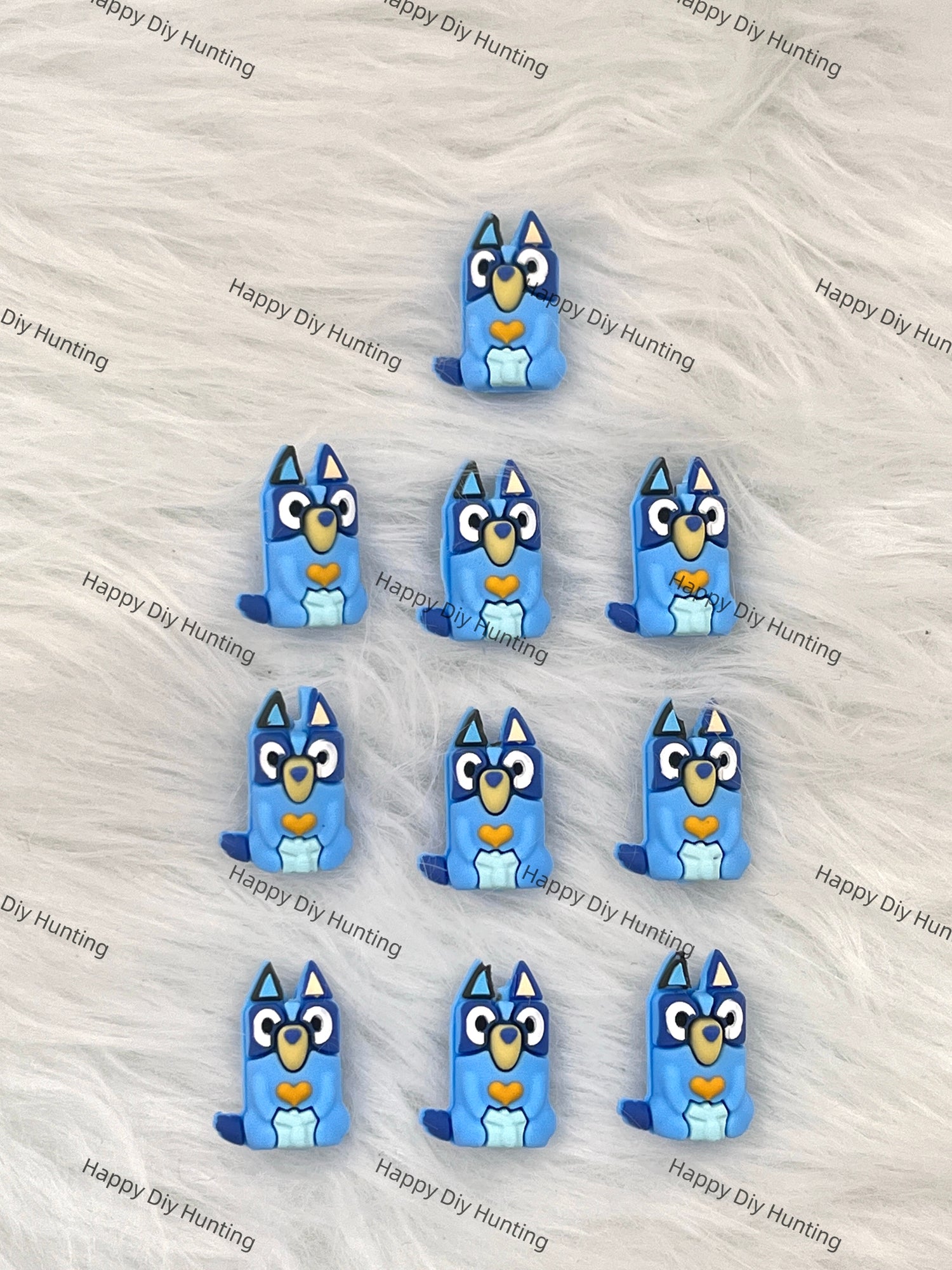 3D Cute Blue Fox Silicone Focal Beads