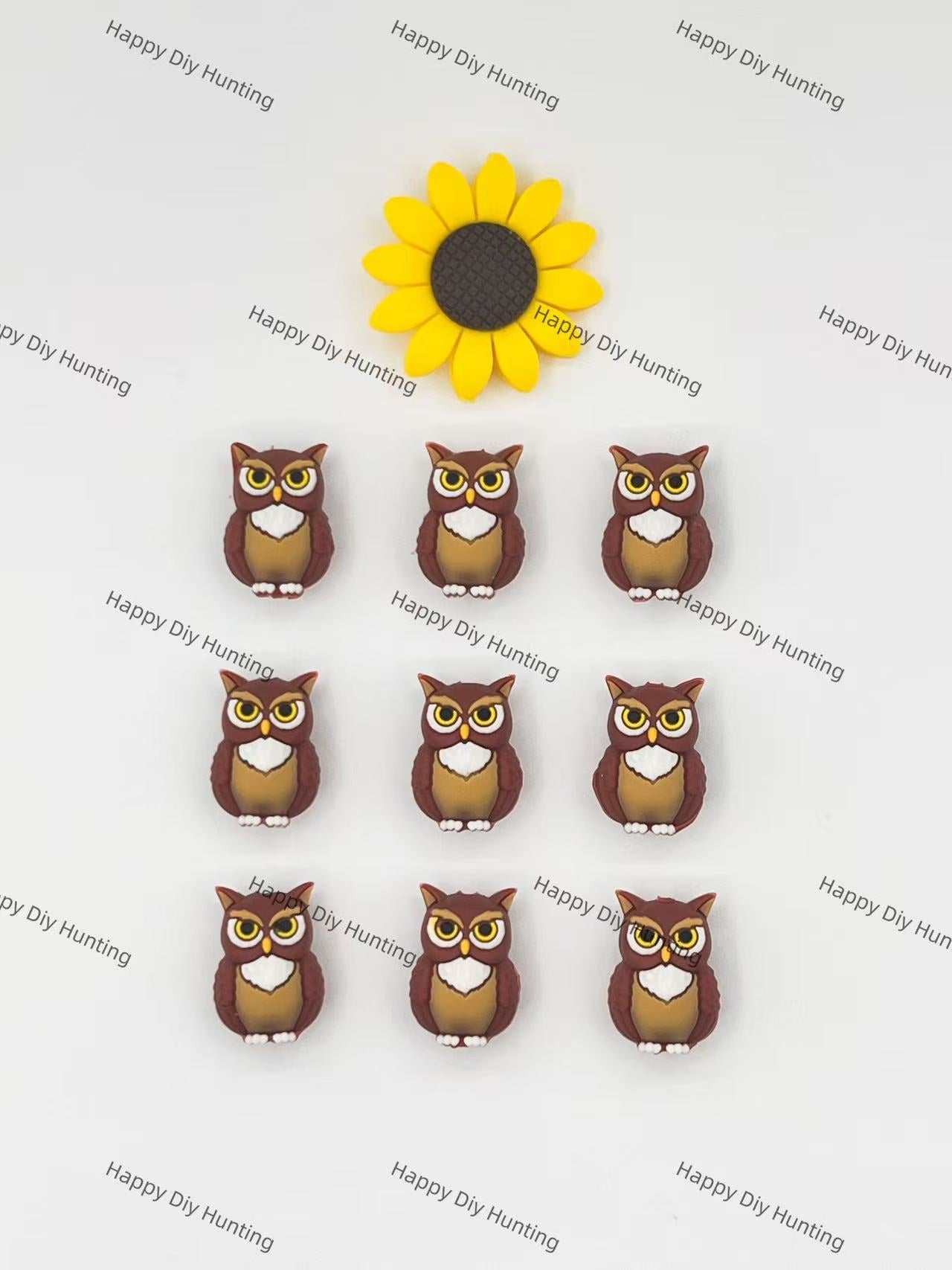 3D Cute Brown owl Silicone Focal Beads Wholesale, silicone focal beads for pens
