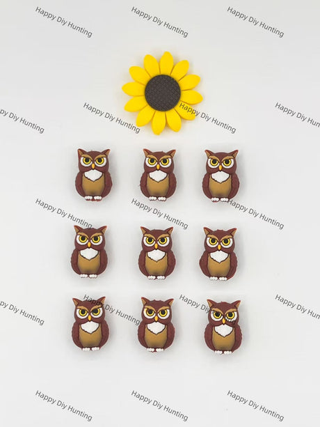 3D Cute Brown owl Silicone Focal Beads Wholesale, silicone focal beads for pens